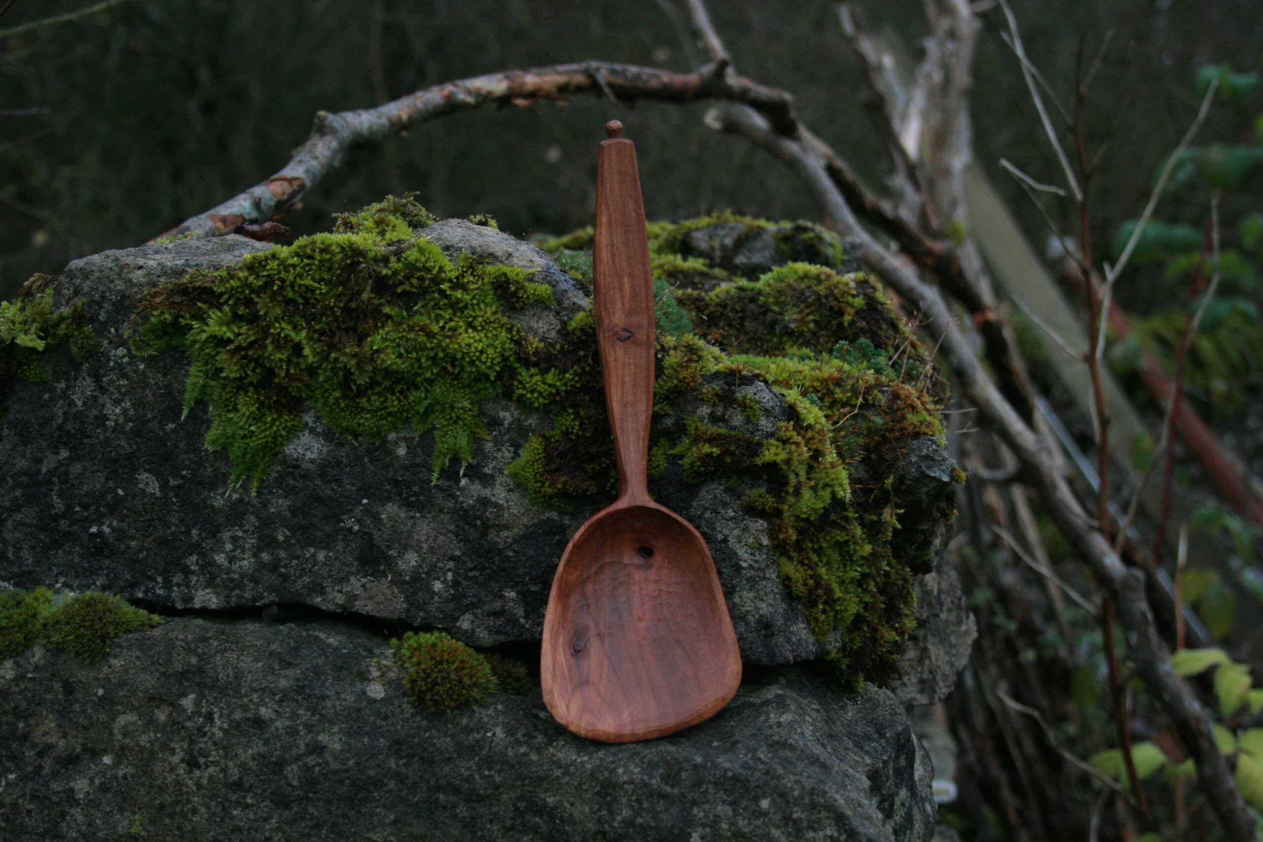 Right handed plum serving spoon