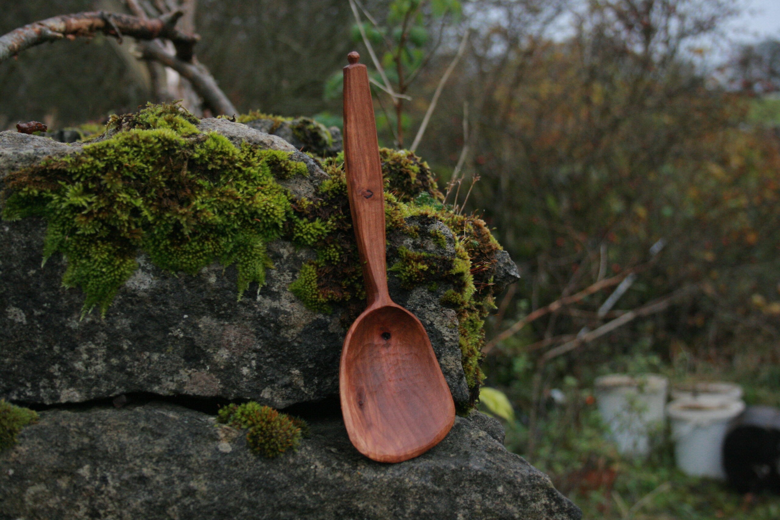Right handed plum serving spoon