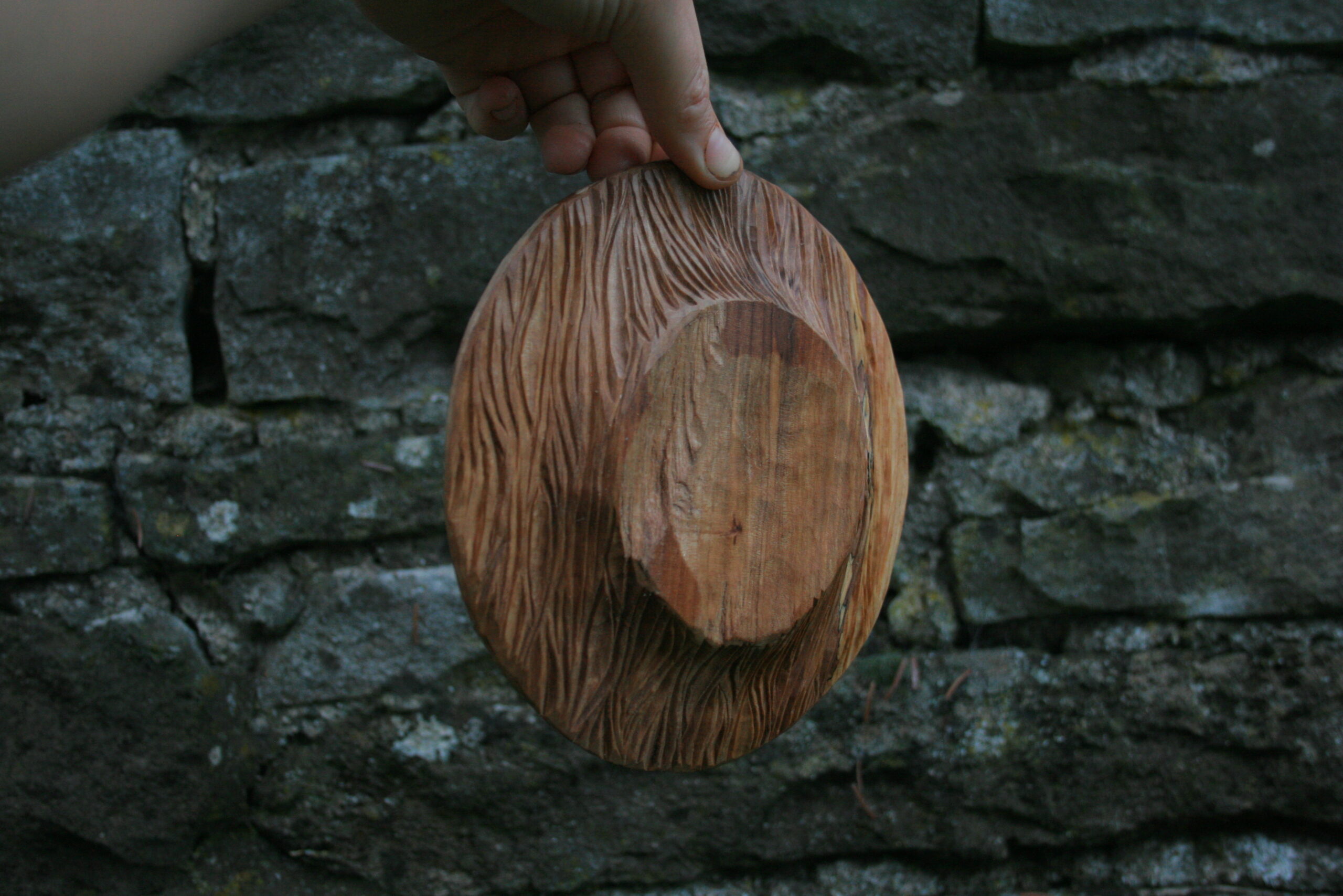 Hand carved alder plate 16cm diameter